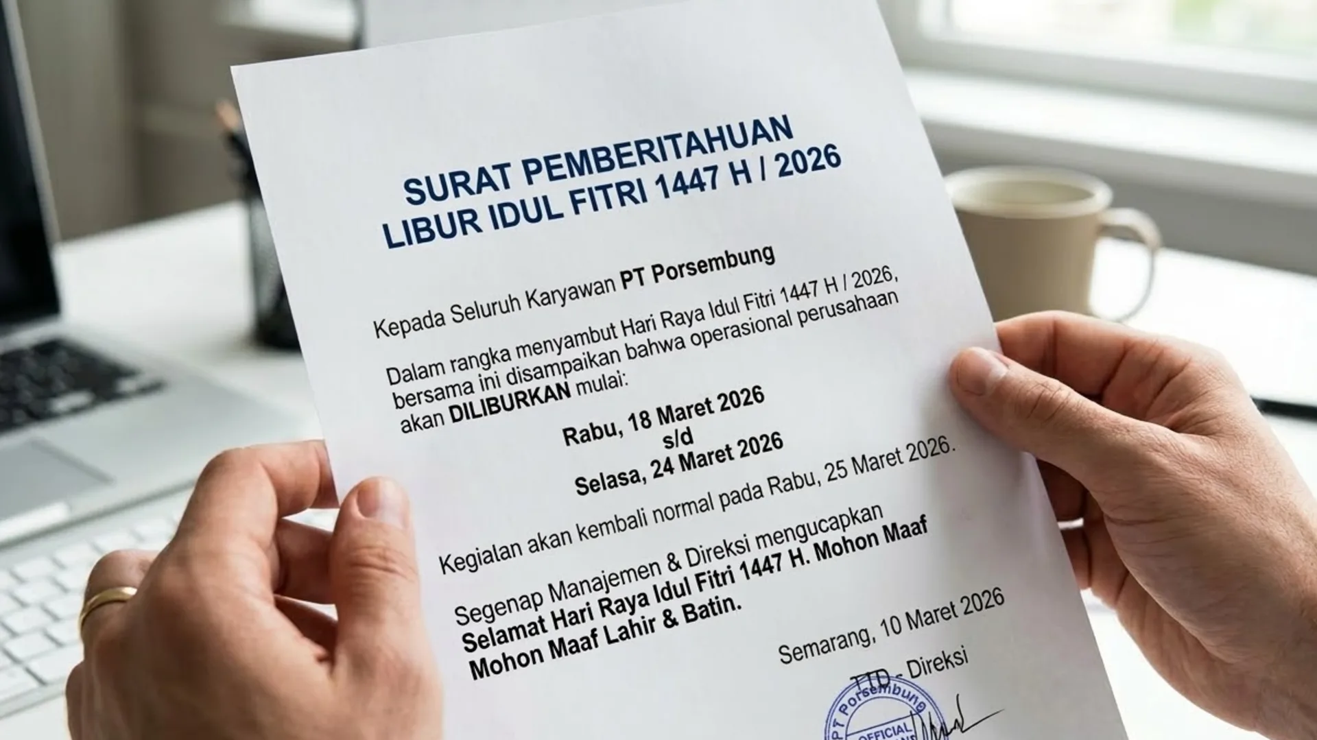 Example of Notification Letter for Employees & Customers