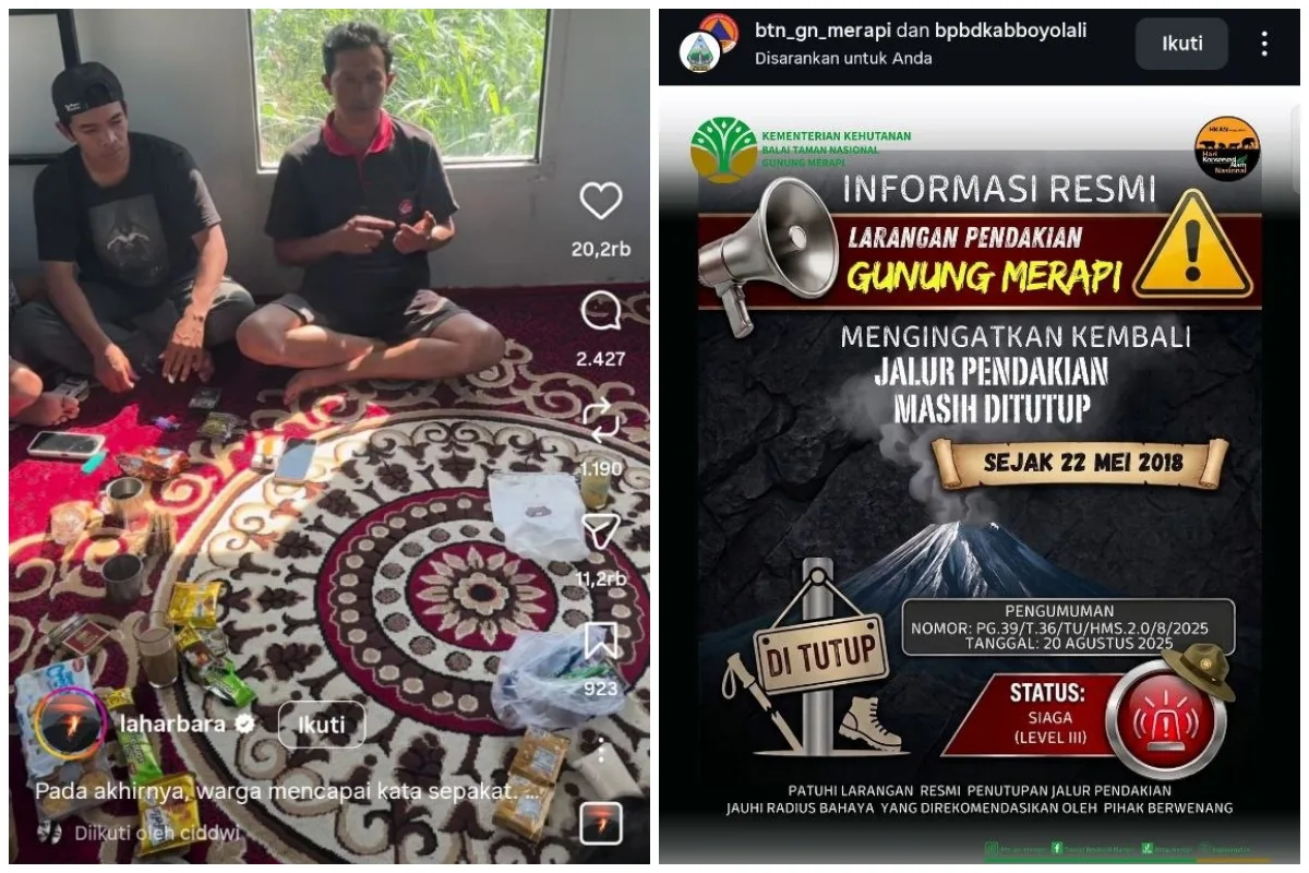 Residents of the slopes of Mount Merapi agree to open climbing routes, TNGM confirms the ban is still in effect